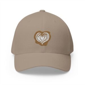 Embroidered Heart Latte Cap — 'Drink Local' Closed-Back Hat