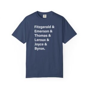 Literary Authors & Coffee T-Shirt — Fitzgerald, Emerson, Thomas, Leroux, Joyce, Byron