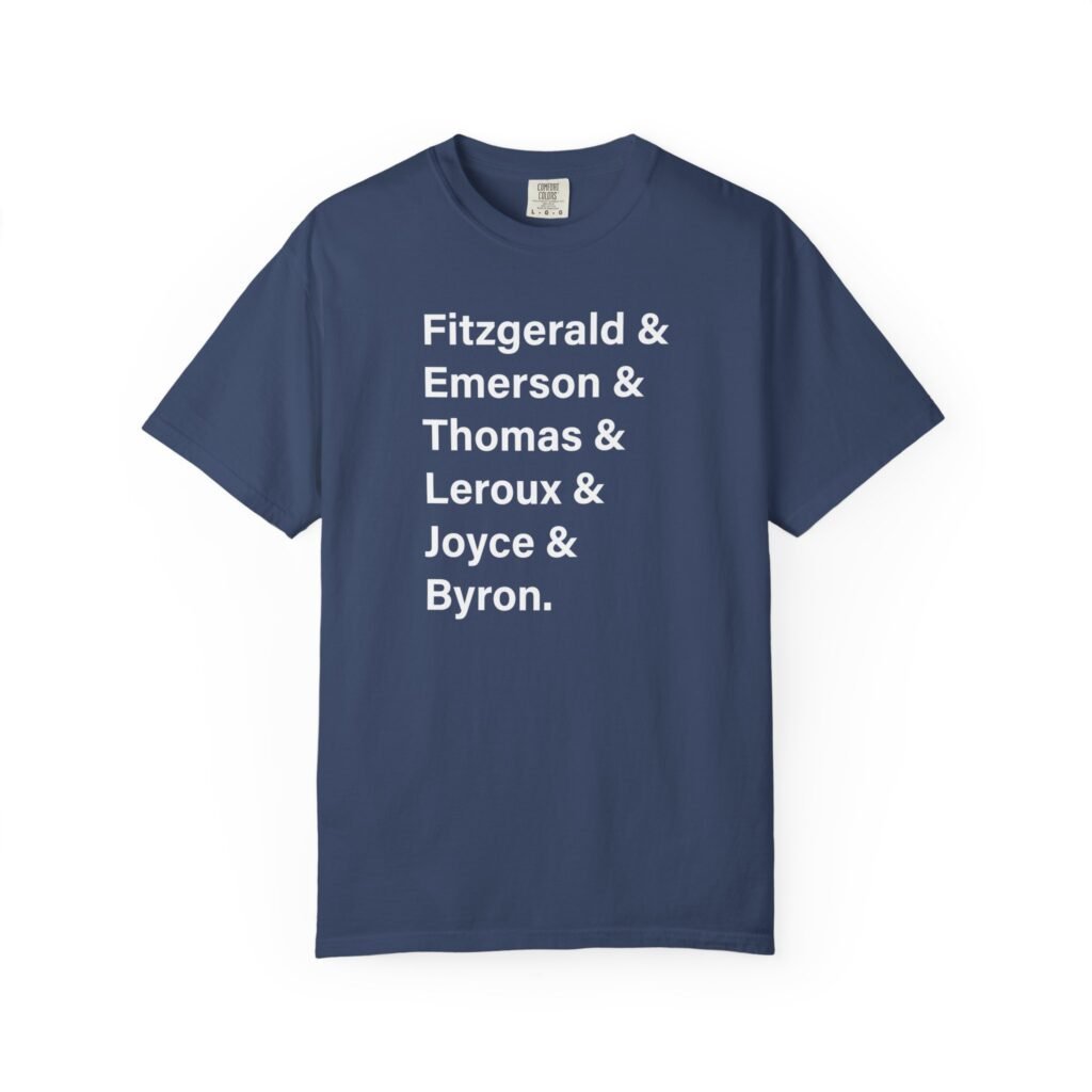 Literary Authors & Coffee T-Shirt — Fitzgerald, Emerson, Thomas